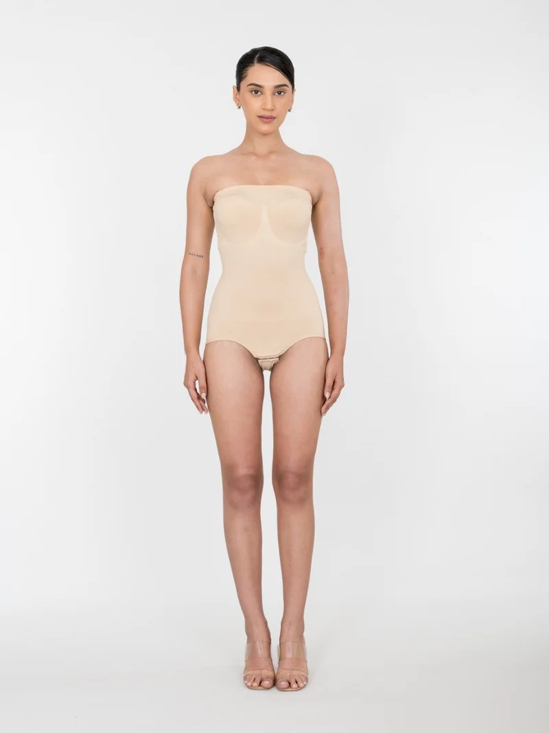 Shapercult Store Strapless Beige Bodysuit for Women